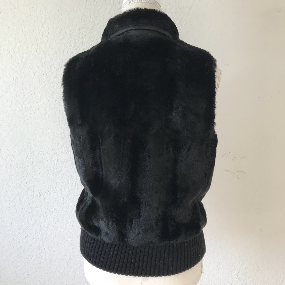 ANN TAYLOR LOFT BLACK FAUX FUR JACKET VEST MEDIUM - Picture 7 of 9